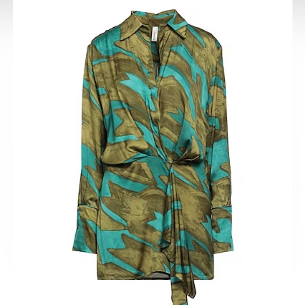 Souvenir Silky Camouflage Short Green Dress Size M